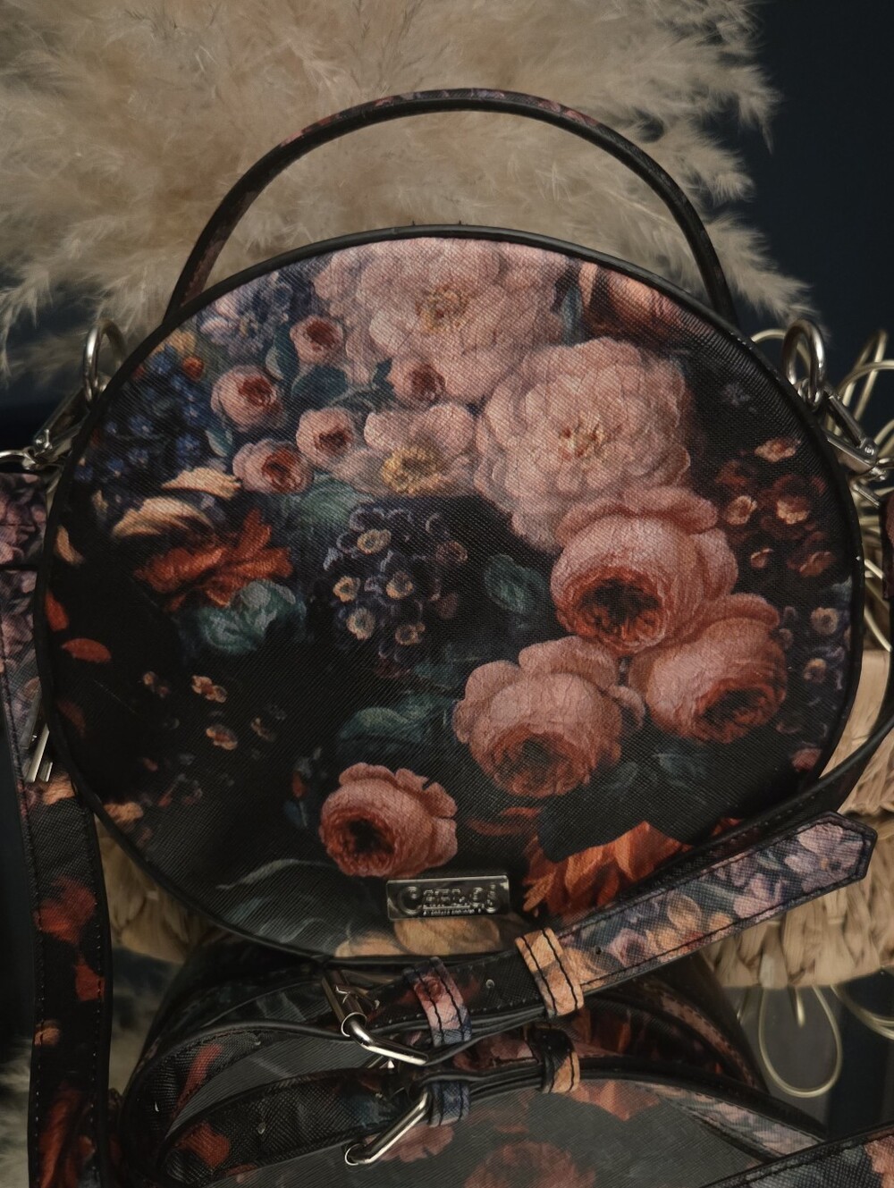 Carlos Santana Floral Canteen Crossbody Bag Moody Rose Circle Purse Boho Goth - Picture 2 of 16